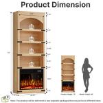 70” Arched Bookcase with Electric Fireplace & LED Lights