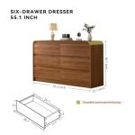 Mid Century 6 Drawer Wood Dresser with TV Slots