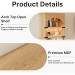 70” Arched Bookcase with Electric Fireplace & LED Lights