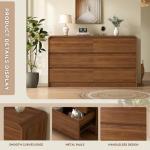 Mid Century 6 Drawer Wood Dresser with TV Slots