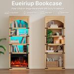 70” Arched Bookcase with Electric Fireplace & LED Lights
