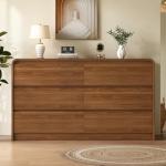 Mid Century 6 Drawer Wood Dresser with TV Slots