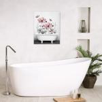 Pink Floral Wall Art with Butterfly in Tub