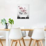 Pink Floral Wall Art with Butterfly in Tub