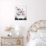 Pink Floral Wall Art with Butterfly in Tub