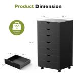 Black Wooden 7 Drawer Mobile Storage Dresser