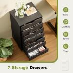 Black Wooden 7 Drawer Mobile Storage Dresser