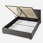 Zinus Dark Grey Queen Upholstered Bed Frame