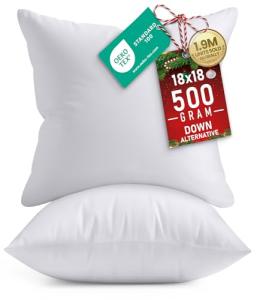 Set of 2 White 18x18 Pillow Inserts