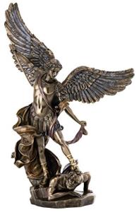 Saint Michael Defeating Lucifer Bronze Statue - 14.5 Inch