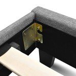 Modern Gray Upholstered Double Bed Frame with Headboard