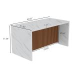 Large White Marble Dining Table with LED Lights