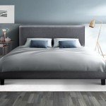 Modern Gray Upholstered Double Bed Frame with Headboard