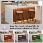 Large White Marble Dining Table with LED Lights