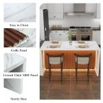 Large White Marble Dining Table with LED Lights