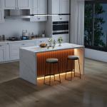 Large White Marble Dining Table with LED Lights