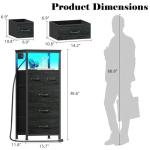 Tall Dresser Nightstand with Charging Station and LED Lights