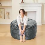 3ft Grey Bean Bag Chair for Adults