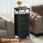 Tall Dresser Nightstand with Charging Station and LED Lights