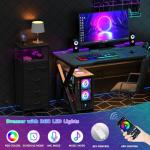 Tall Dresser Nightstand with Charging Station and LED Lights