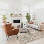 Washable 5x7 Beige Area Rug for Living Room