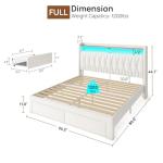 Rolanstar Beige Full Bed Frame with Storage & LED
