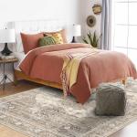 Washable 5x7 Beige Area Rug for Living Room