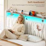 Rolanstar Beige Full Bed Frame with Storage & LED