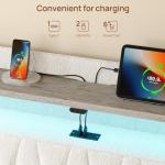 Rolanstar Beige Full Bed Frame with Storage & LED