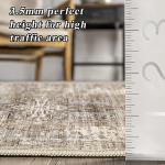 Washable 5x7 Beige Area Rug for Living Room