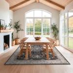 Boho Black 6x9 Dining Room Area Rug