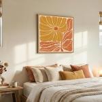 Boho Floral Wall Art - Orange Botanical Canvas