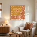 Boho Floral Wall Art - Orange Botanical Canvas