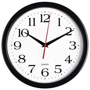 Black 10-Inch Silent Quartz Wall Clock
