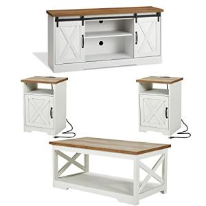 4-Piece Farmhouse Table Set with Charging Station