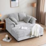 Light Grey Oversized Chaise Lounge with Pillows