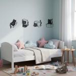 Set of 4 Black Cat Wall Decor Art