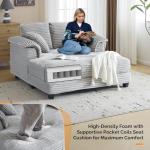 Light Grey Oversized Chaise Lounge with Pillows