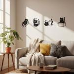 Set of 4 Black Cat Wall Decor Art