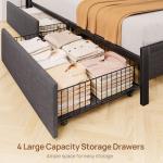 Full Dark Grey Bed Frame with Charging Station & LED Lights