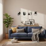 Set of 4 Black Cat Wall Decor Art