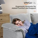 Light Grey Oversized Chaise Lounge with Pillows