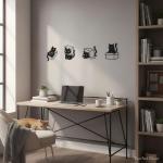 Set of 4 Black Cat Wall Decor Art