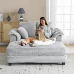 Light Grey Oversized Chaise Lounge with Pillows