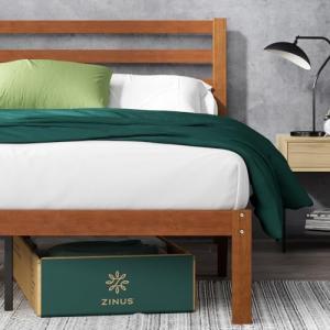 Zinus Leah Queen Bamboo Bed Frame with Headboard