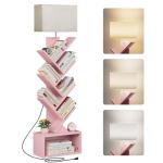 Pink Tall 6-Tier Tree Bookshelf with Light