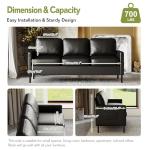 STHOUYN 72" Black Faux Leather 3-Seat Sofa