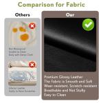 STHOUYN 72" Black Faux Leather 3-Seat Sofa