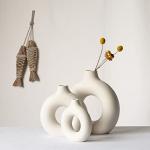White Ceramic Donut Vase for Modern Decor