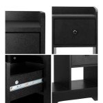 Stylish Black Bedside Table with Drawer Storage
